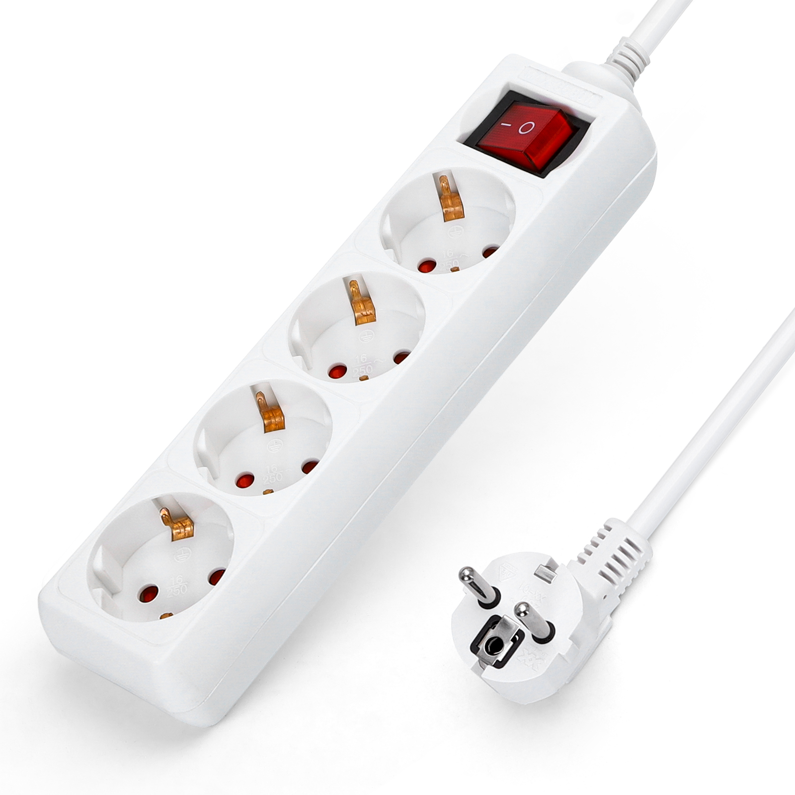 Aigostar regleta 4 enchufes con cable de 1,5 metros e interruptor.blanco