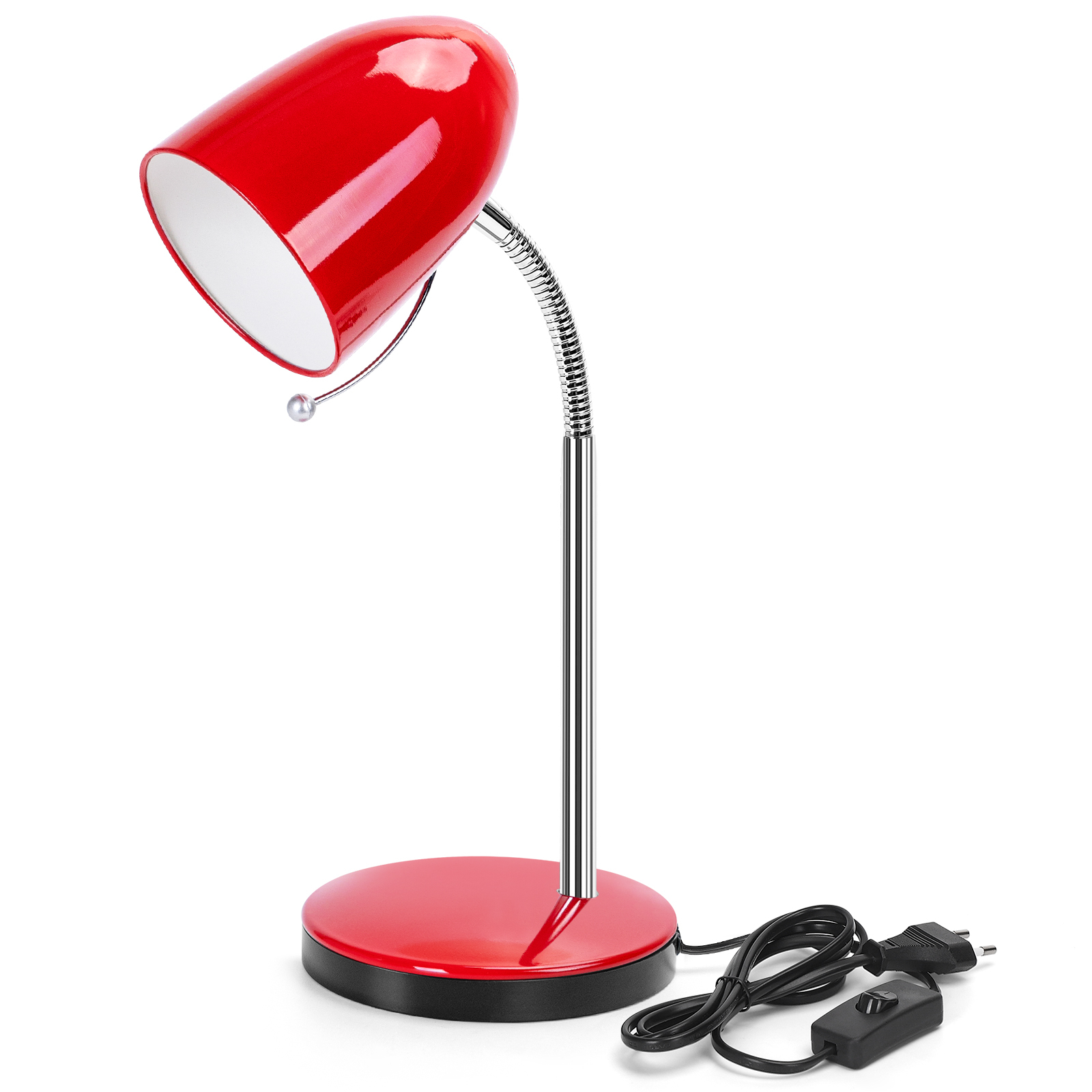 Aigostar lámpara de escritorio retro metal E27, flexo rojo (sin bombilla)