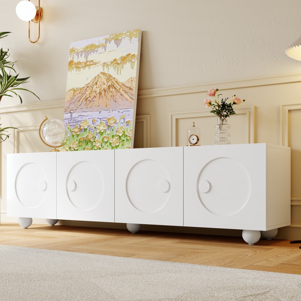 Mueble de tv para salón con almacenaje blanco mate 50x180,5x38cm