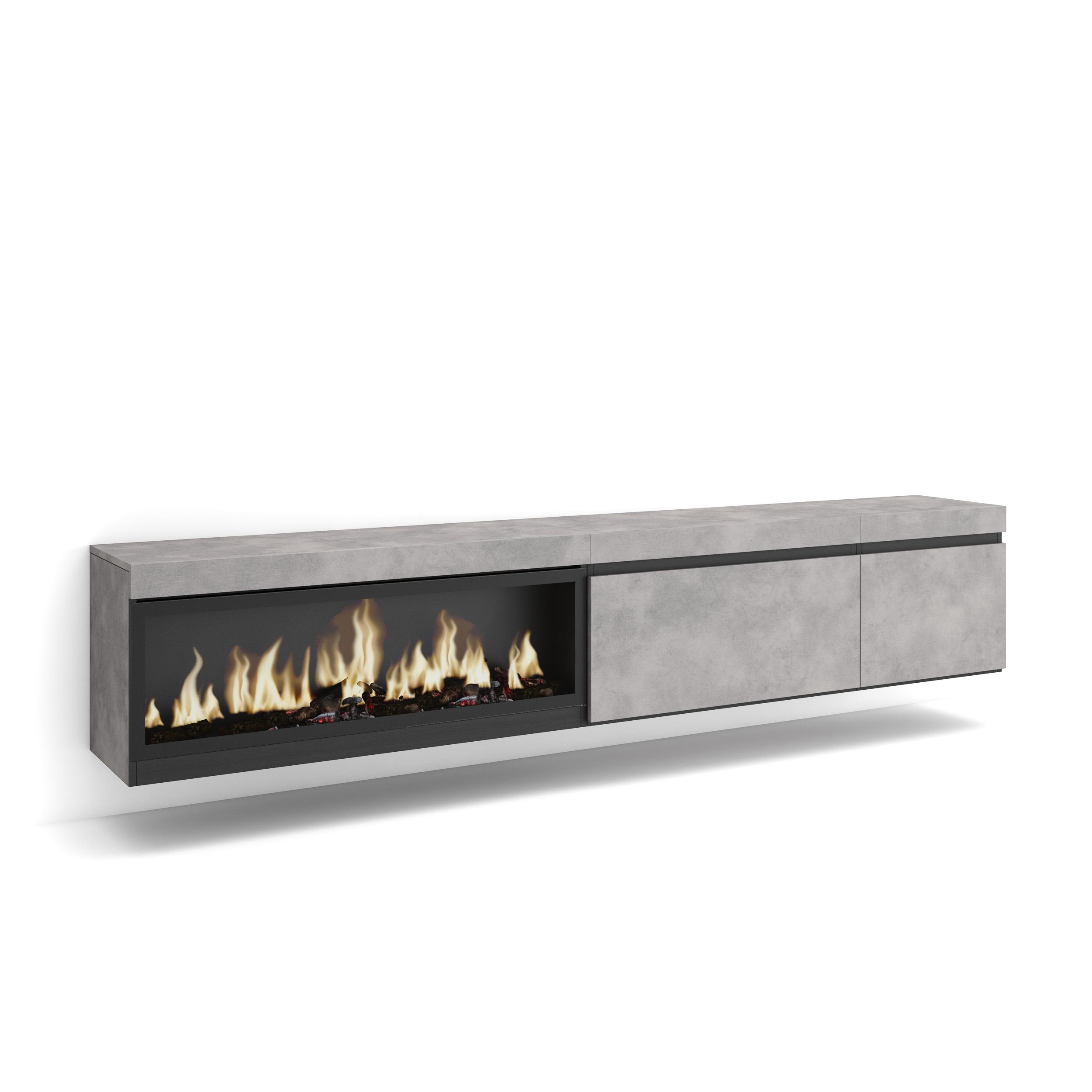 Mueble tv, televisión, chimenea eléctrica xxl, colgado, suspendido rf3587
