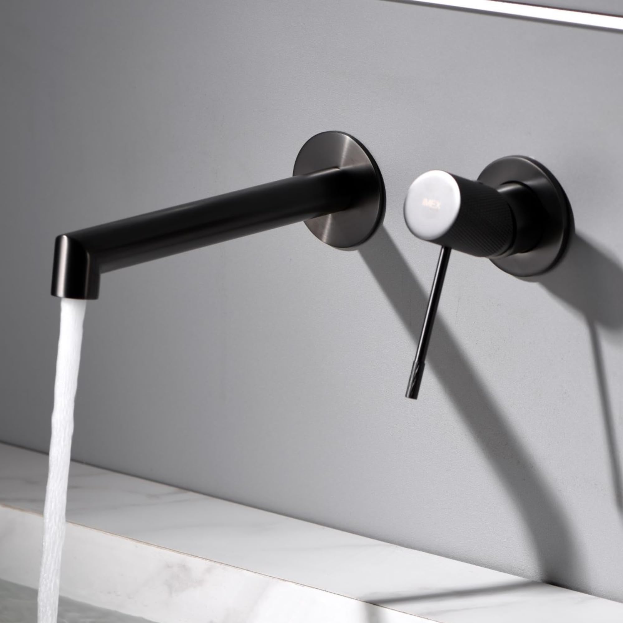 Imex - grifo monomando lavabo empotrado negro serie line