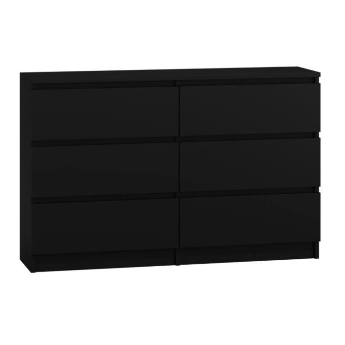 Cómoda 6 cajones - negro mate 120 x 39 x 78 cm