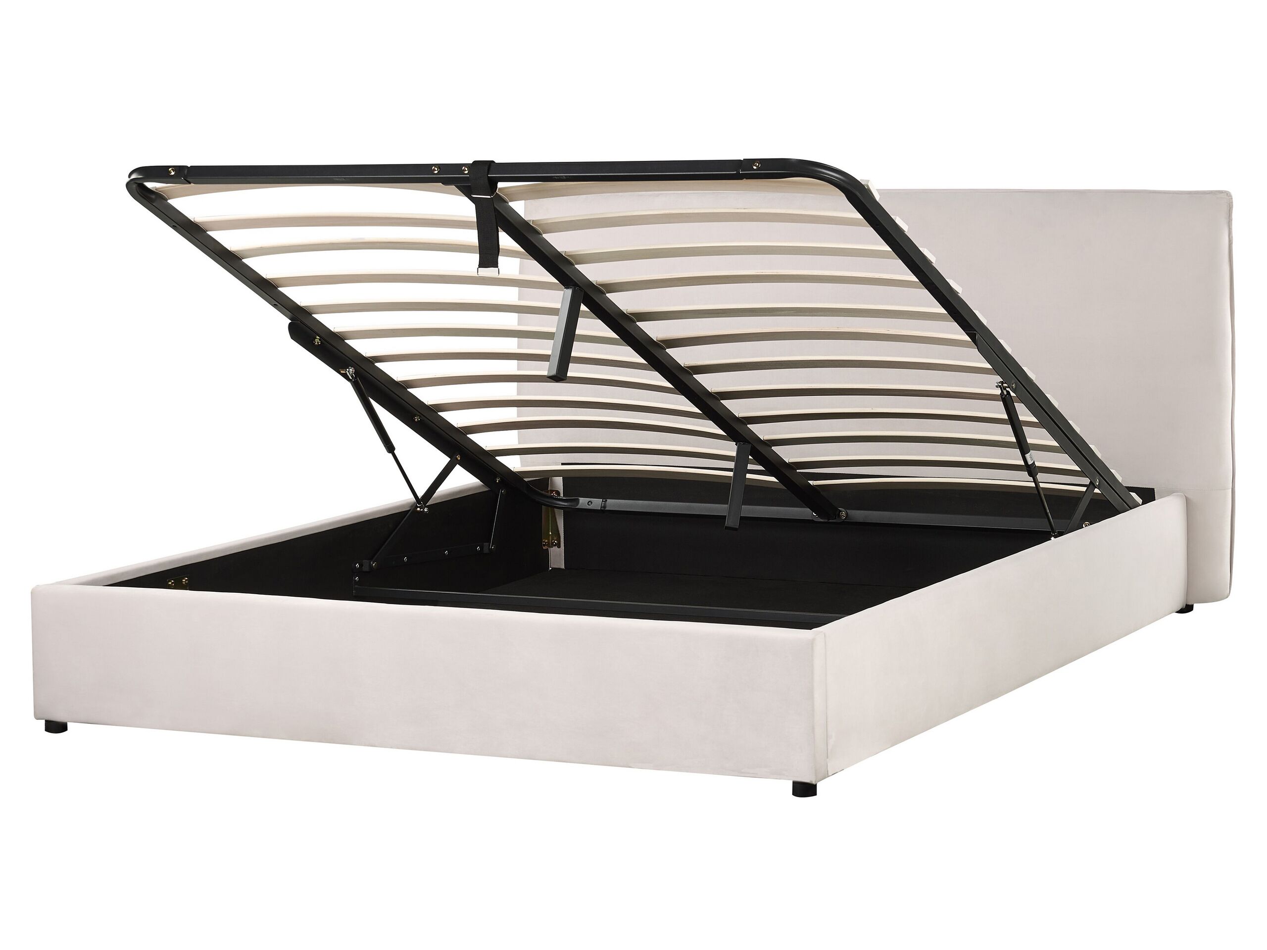 Cama con almacenaje lavaur terciopelo blanco crema 160 x 200 cm