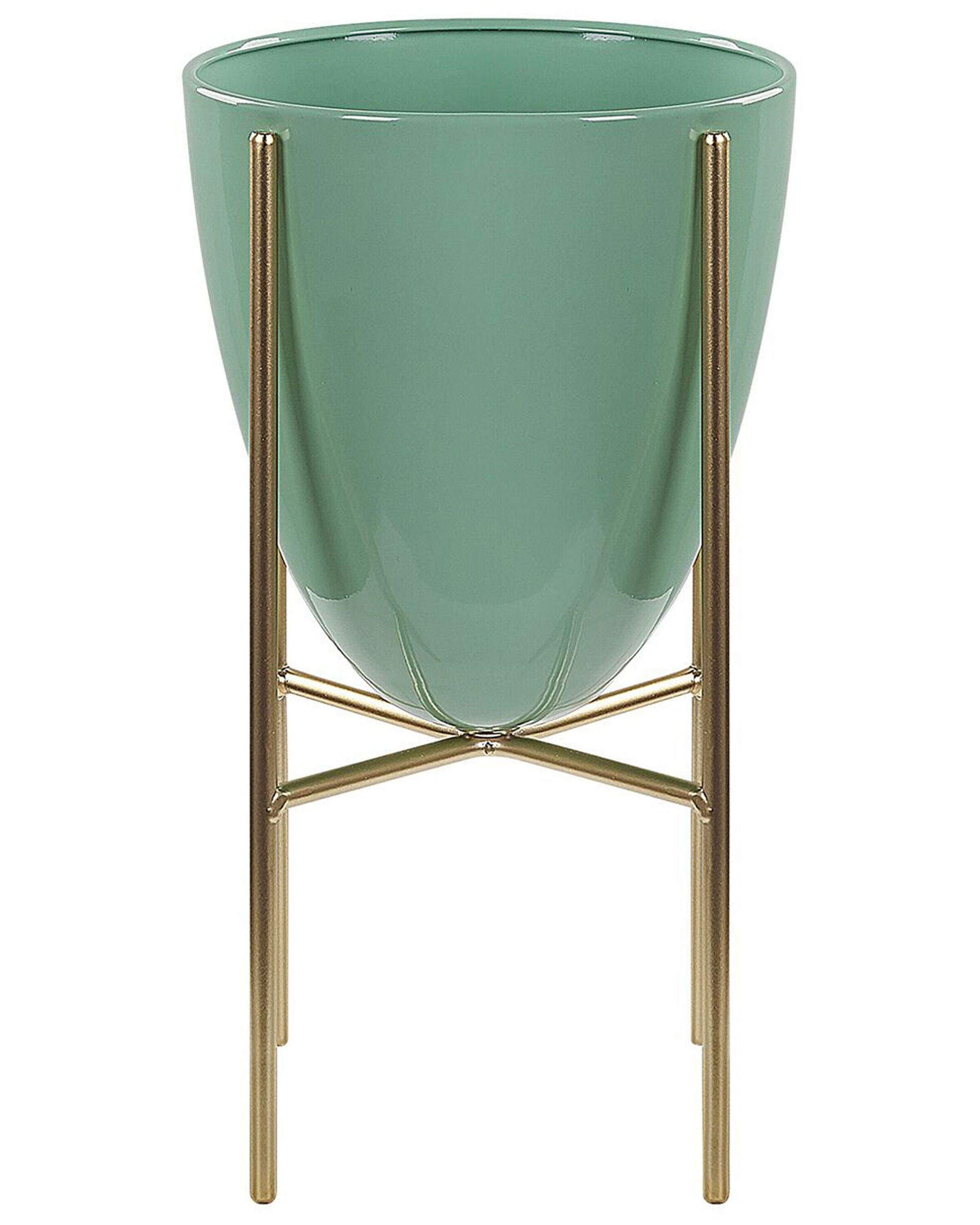 Maceta con patas lefki 16 cm metal verde menta
