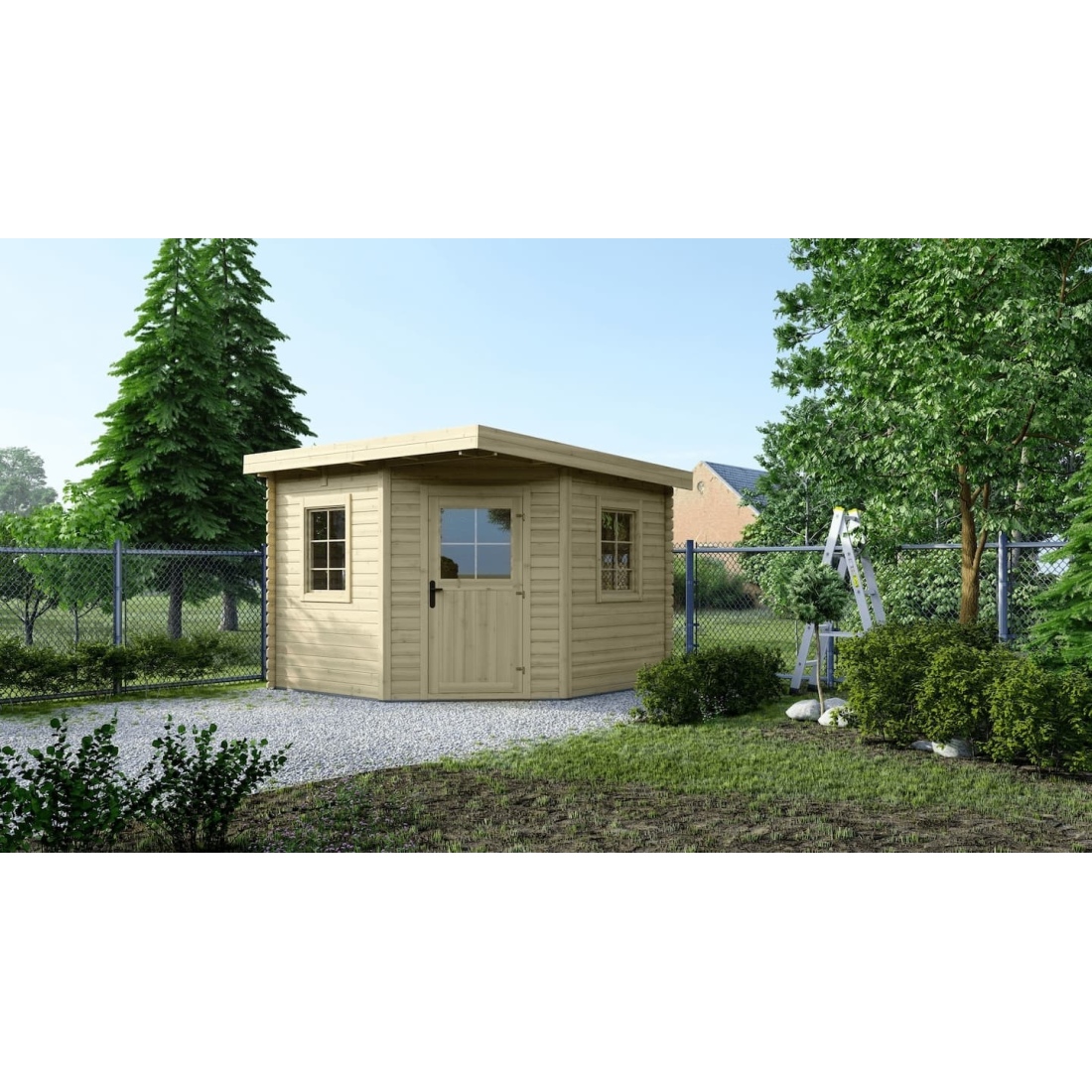 Caseta de jardin de madera 8 m2 - 3x3 m - 28 mm - dom665