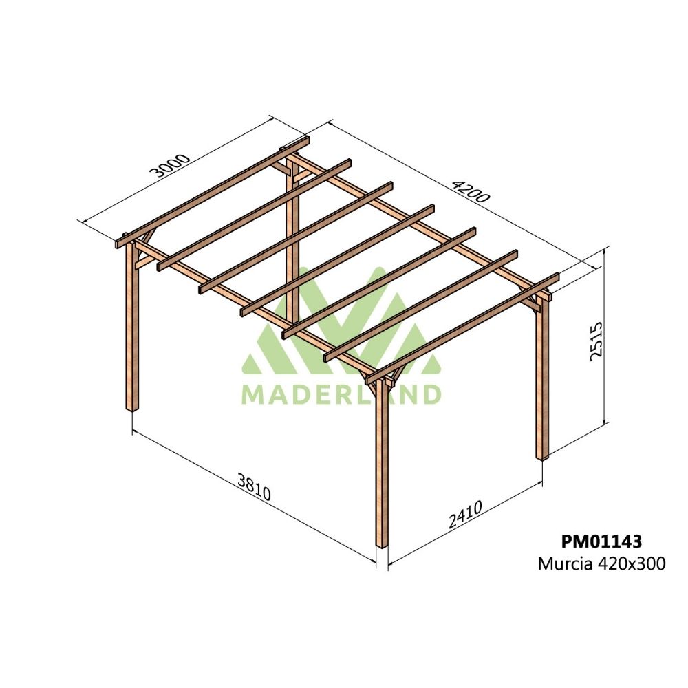 Pérgola de madera maciza - murcia 420x300cm (maderland)