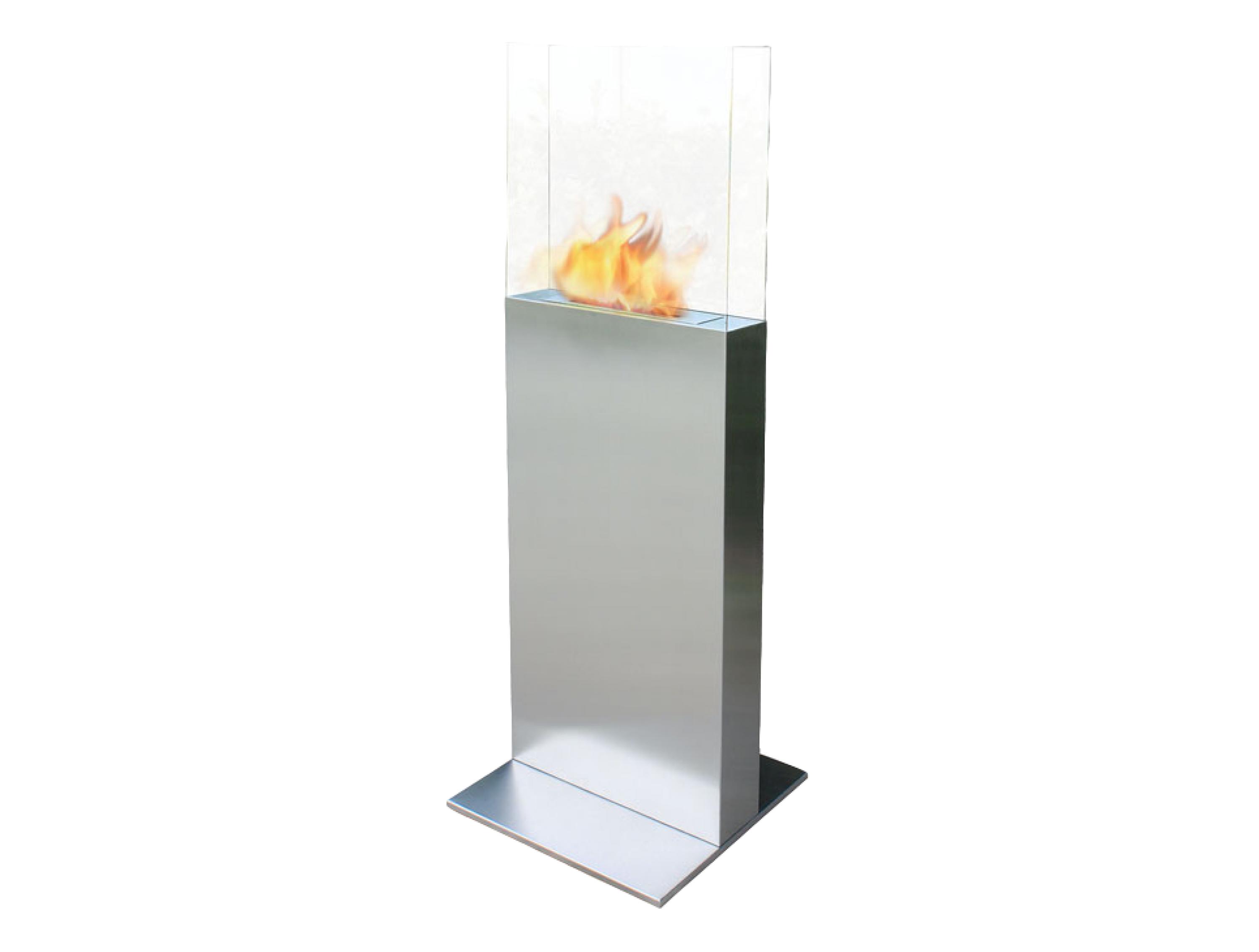 Chimenea de etanol de torre en acero y cristal templado
