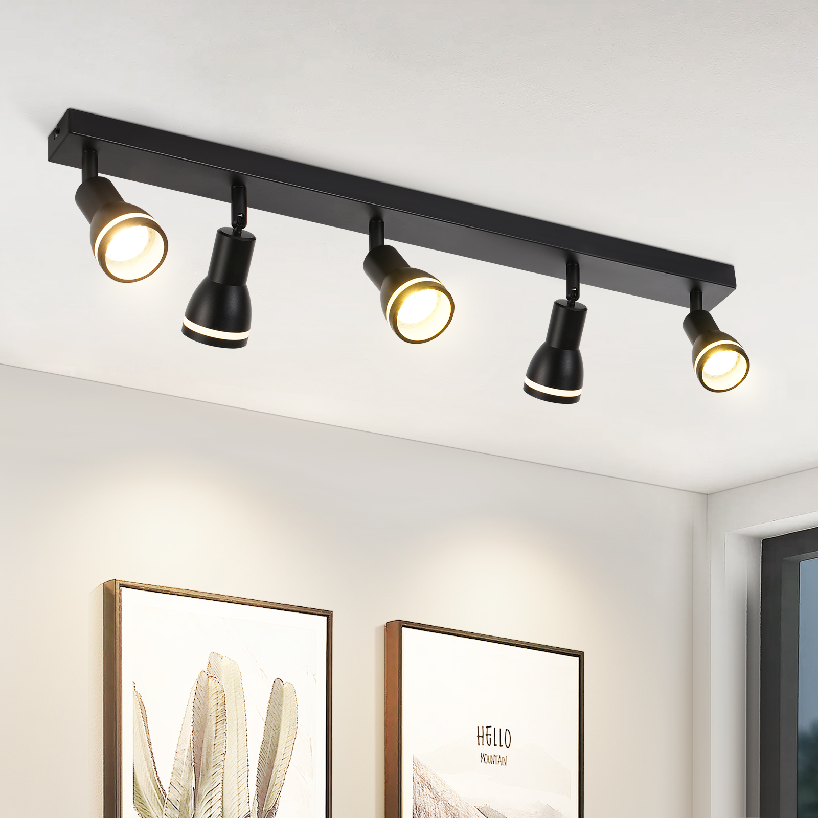 Nettlife lámpara de techo negro gu10 69x5
