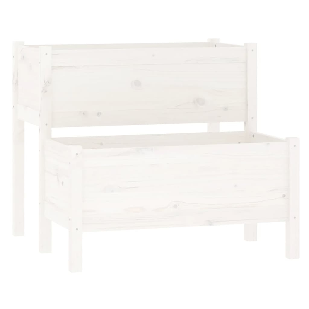 vidaXL jardinera madera maciza de pino blanco 84,5x84x75 cm