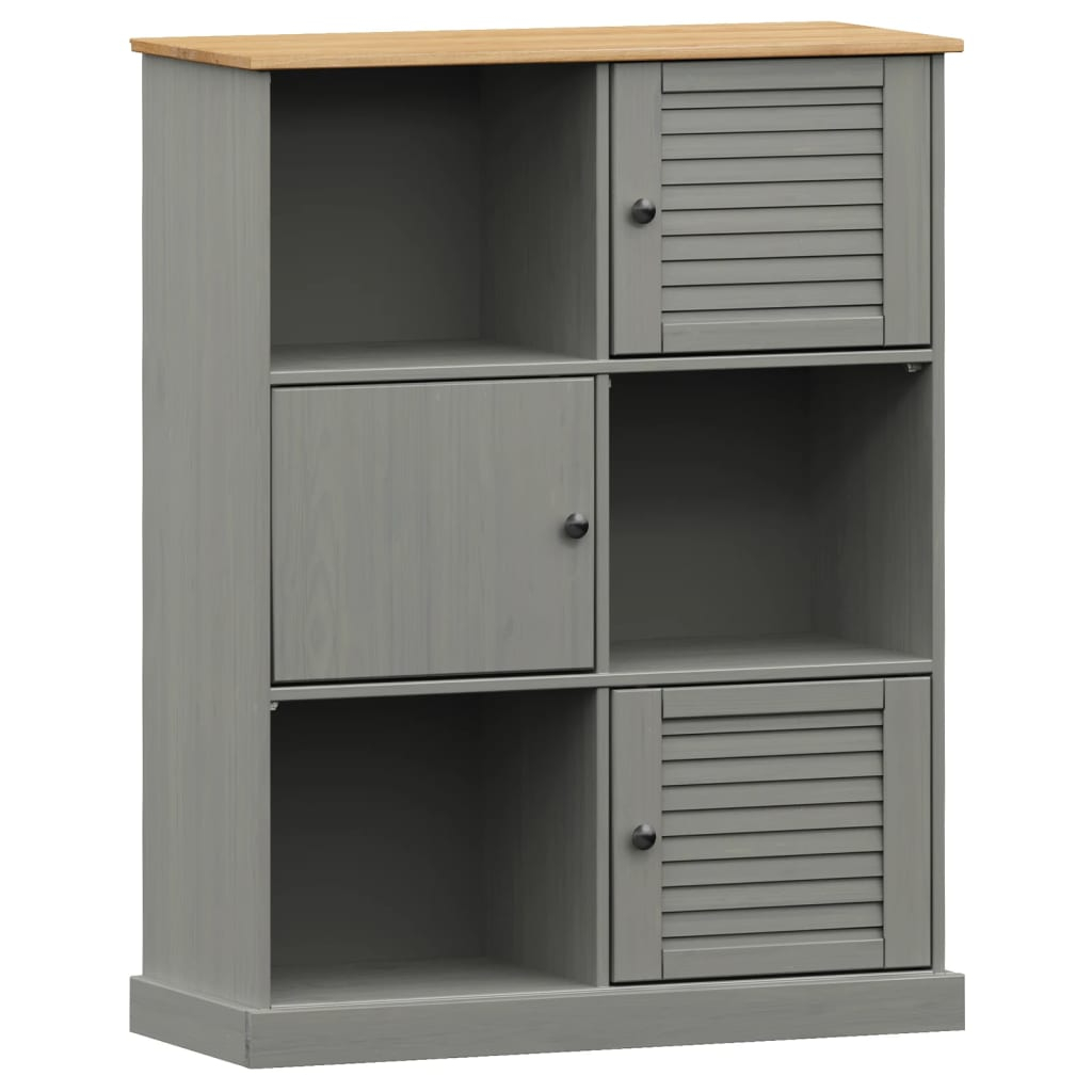 vidaXL librería vigo madera maciza de pino gris 90x35x114,5 cm