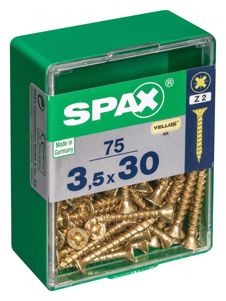 Caja 75 unid. Tornillo madera spax cabeza plana yellox 3,5x30mm