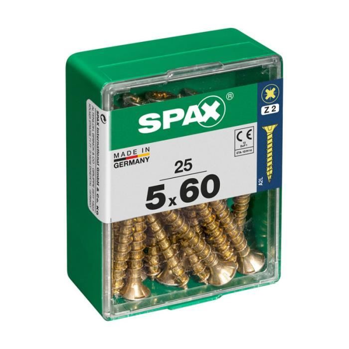 Caja 25 uds. Tornillo madera spax cab. Plana yellox 5,0x60mm