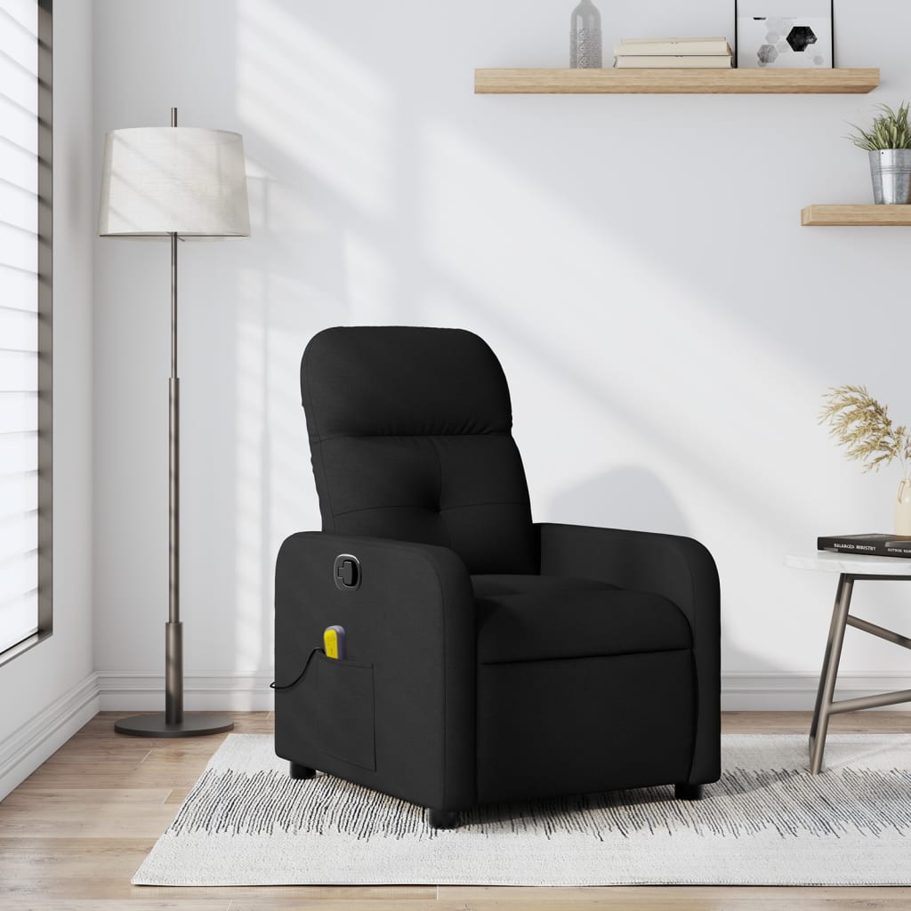 Sillón reclinable de masaje de tela negro qweo1122