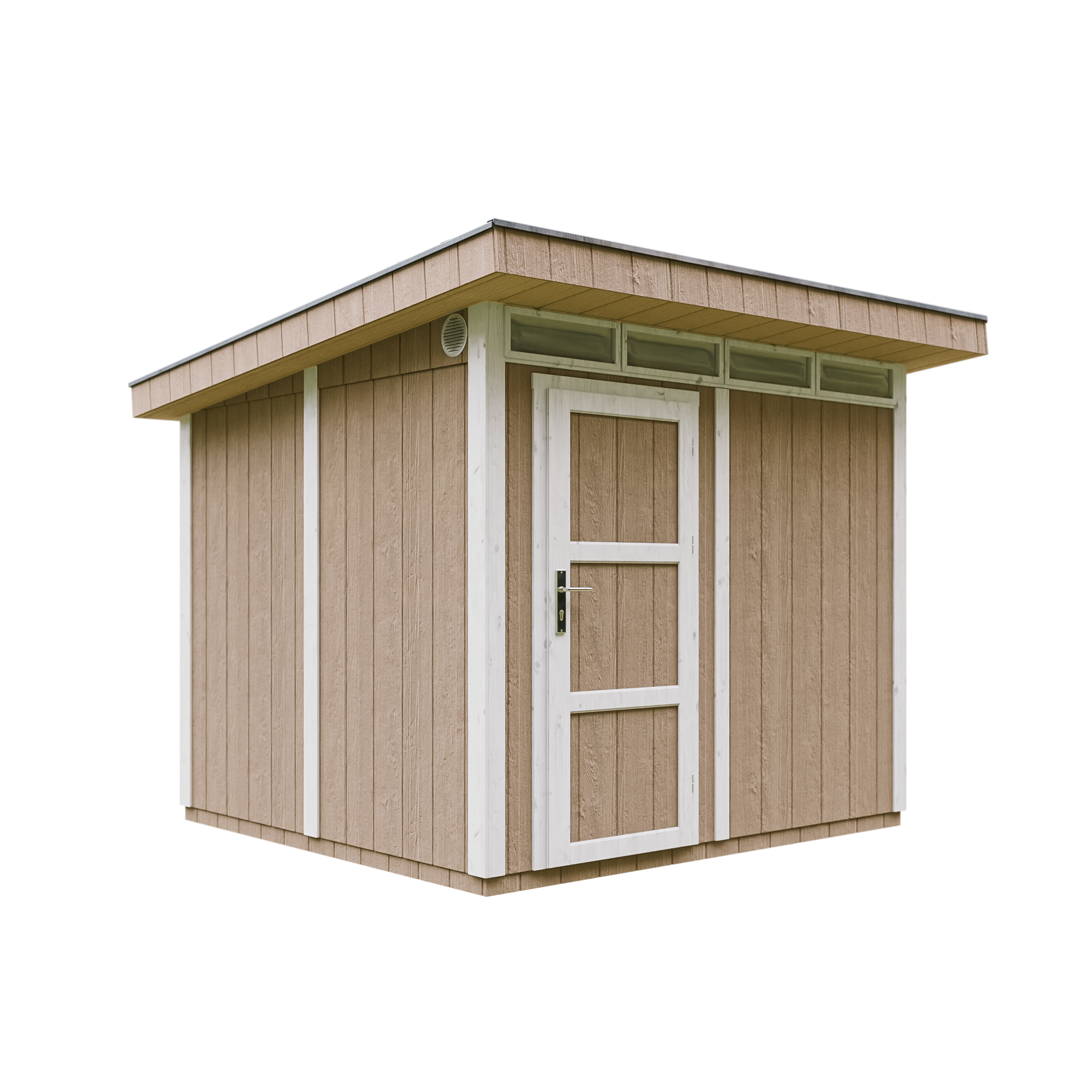 Caseta de jardín Timbela m903-terra brown, 5,9 m², premium, 279×293 cm