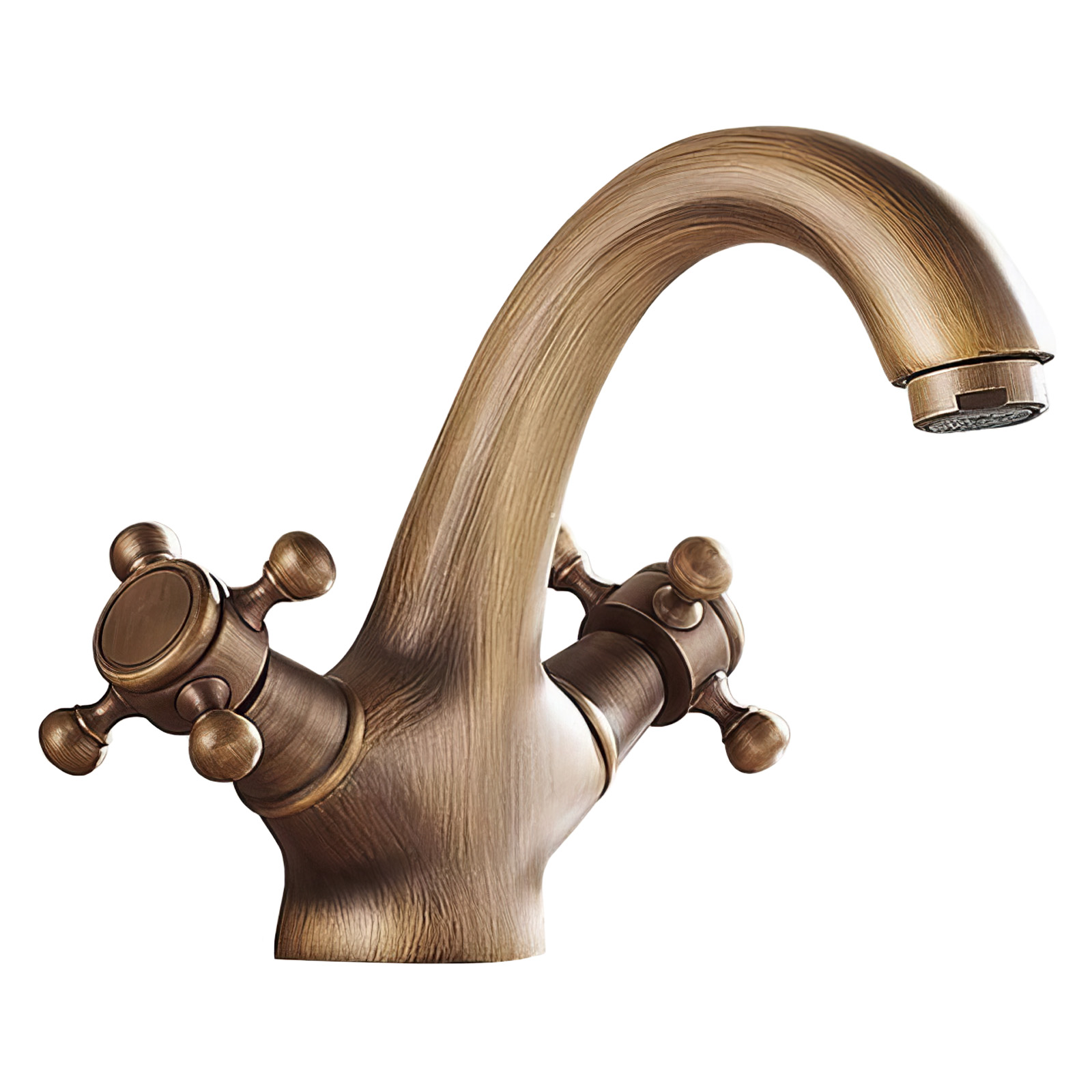 Valaz grifo lavabo retro dorado envejecido bimando