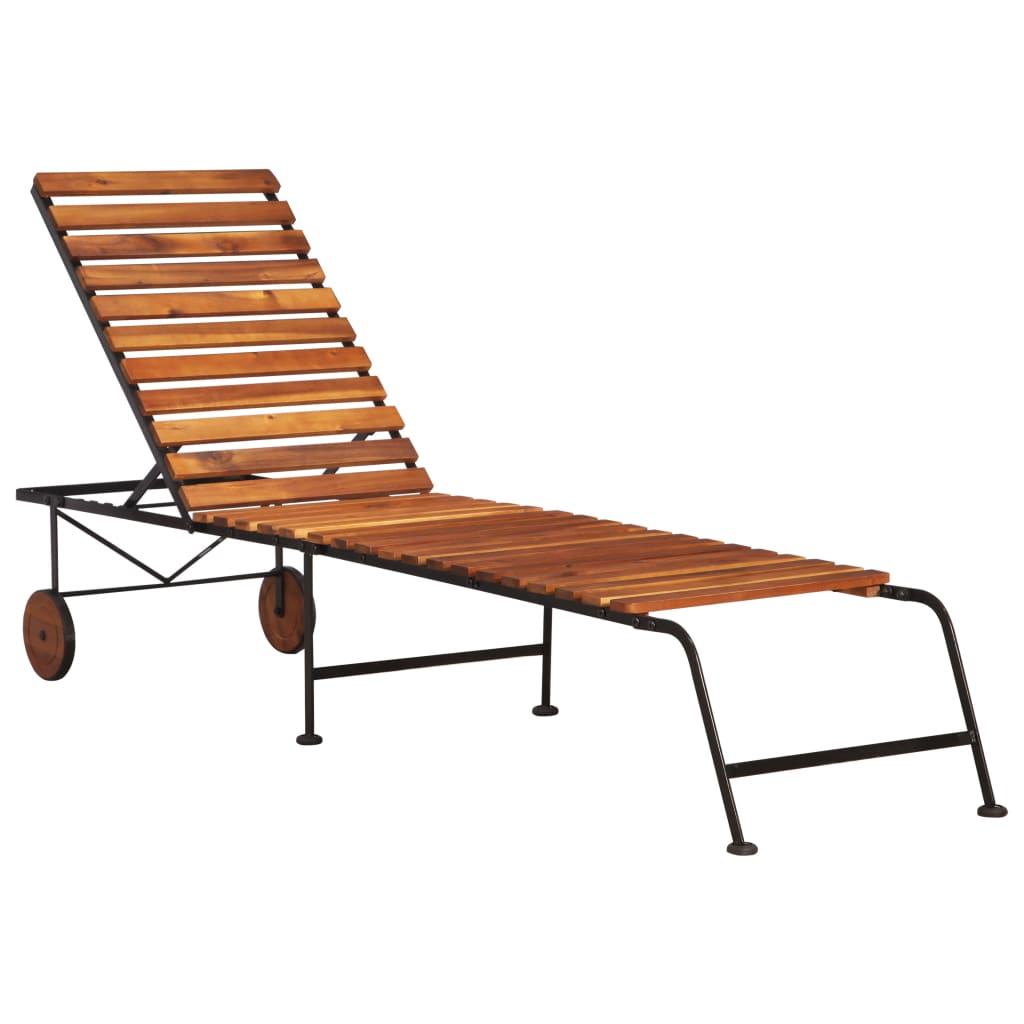 vidaXL tumbona ajustable de madera maciza de acacia y patas de acero