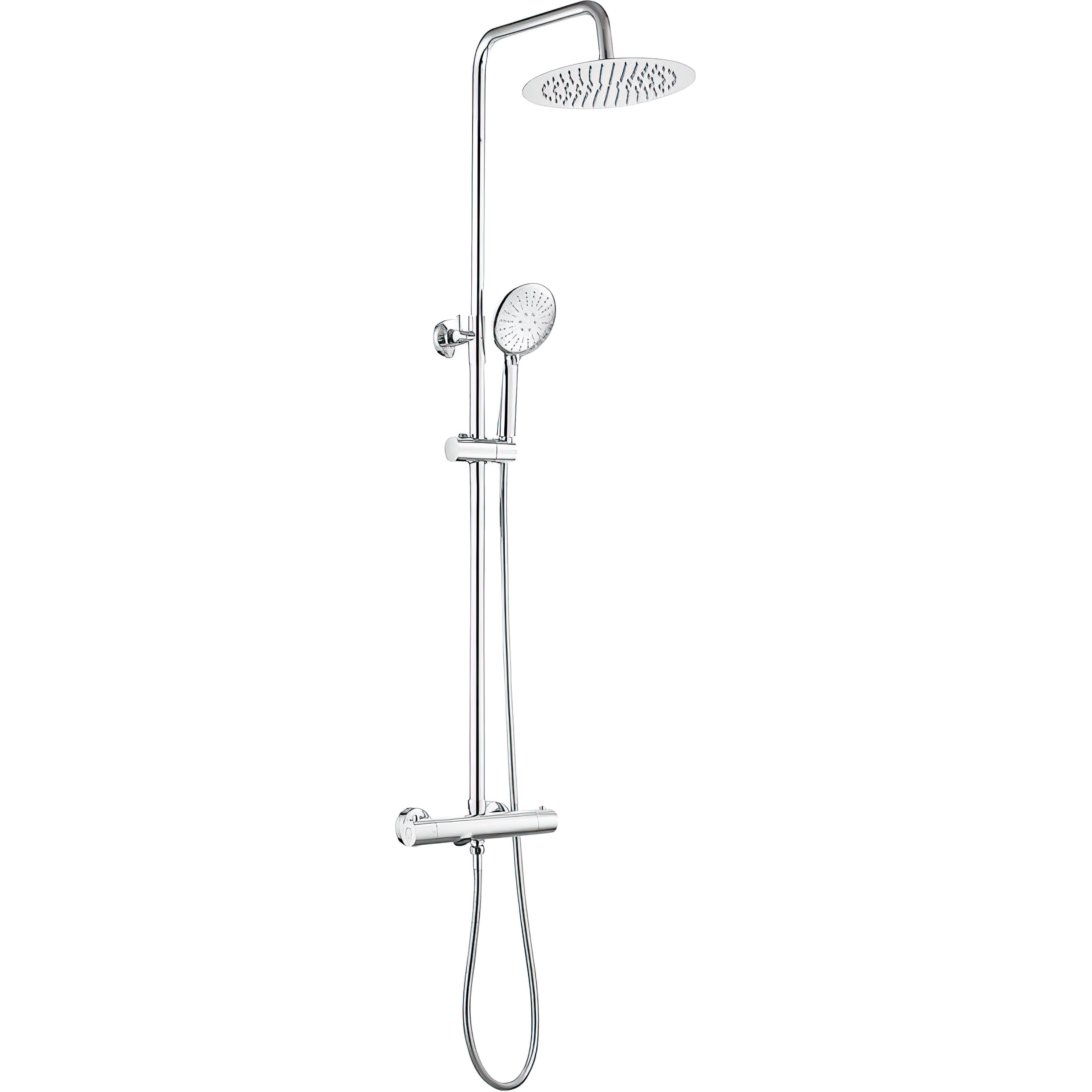 Valaz barra ducha/bañera termostática redonda 150cm cromada - 25cm