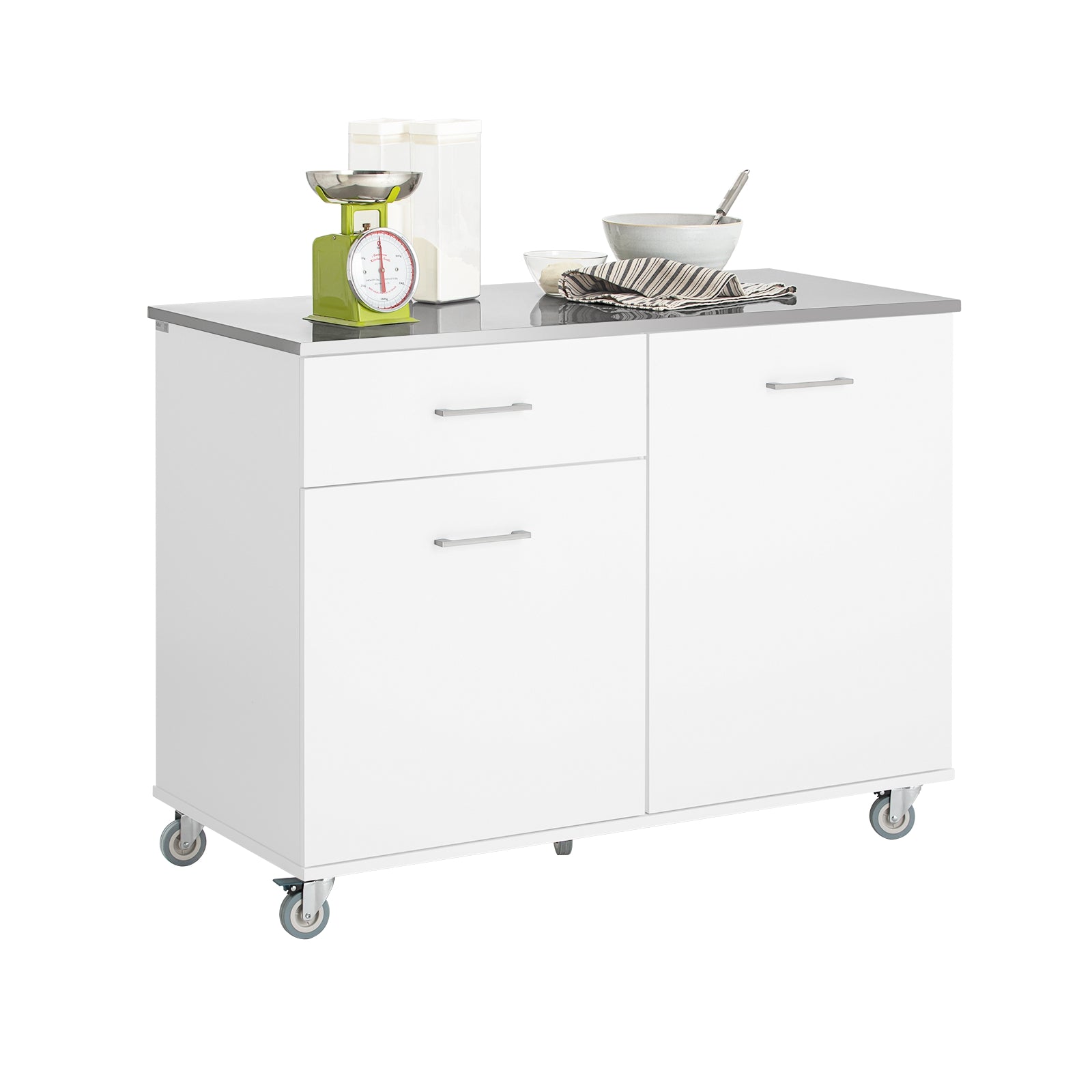 Isla de cocina con 1 cajón 2 puertas blanco sobuy fkw117-w