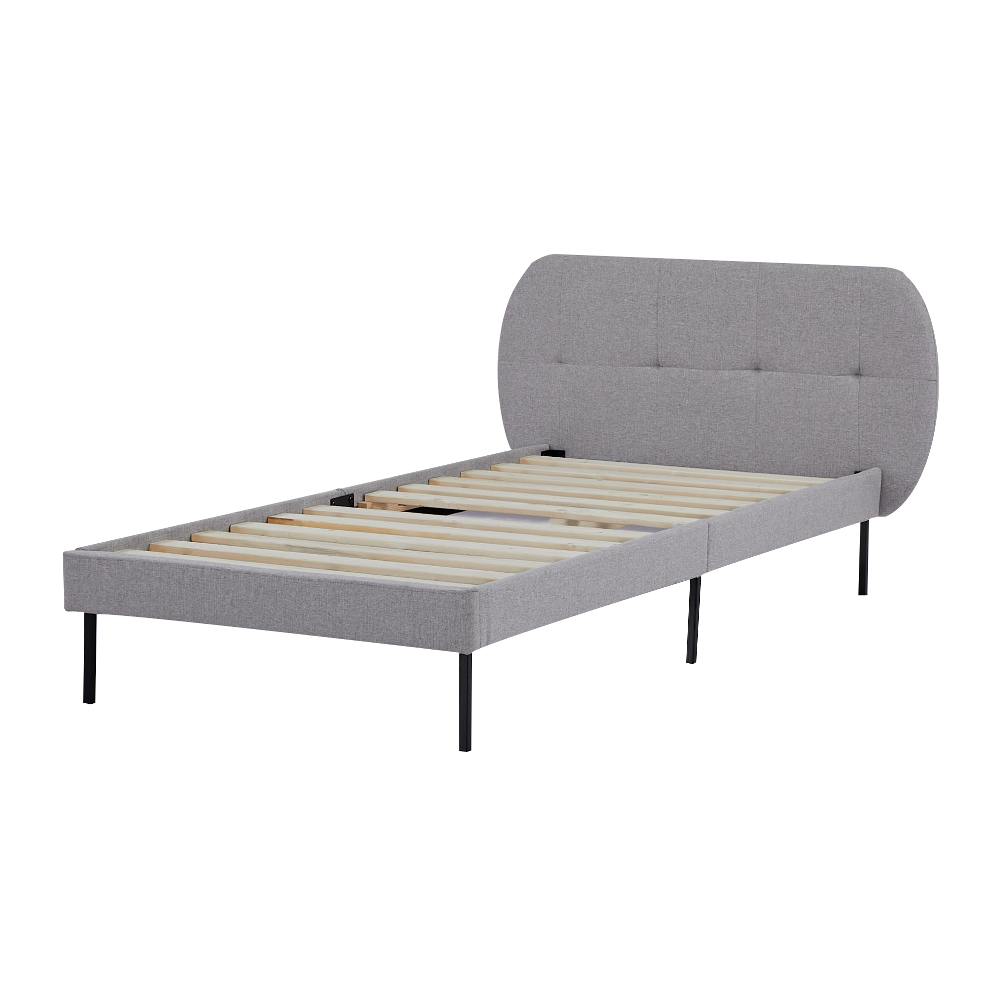 Cama tapizada porvoo con cabecero somier textil 90x200cm - gris [en.casa]