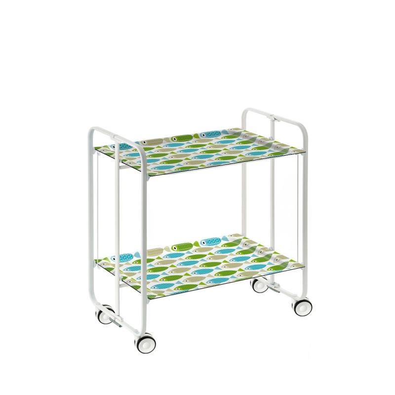 Carrito auxiliar con ruedas bauhaus armazón metálico blanco, 2 bandejas