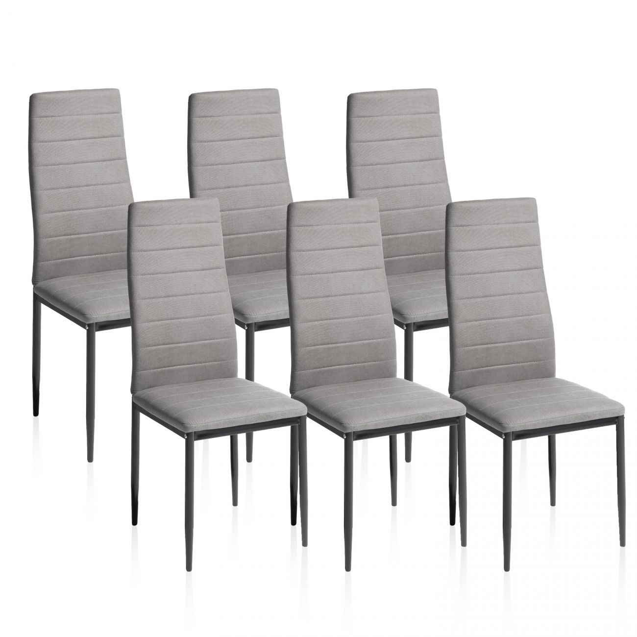 Pack 6 sillas de comedor 39x38 cm yuri gris oscuro - negro