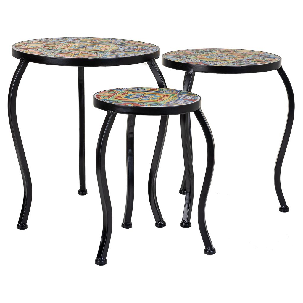 Set 3 soportes de mosaico y metal negros