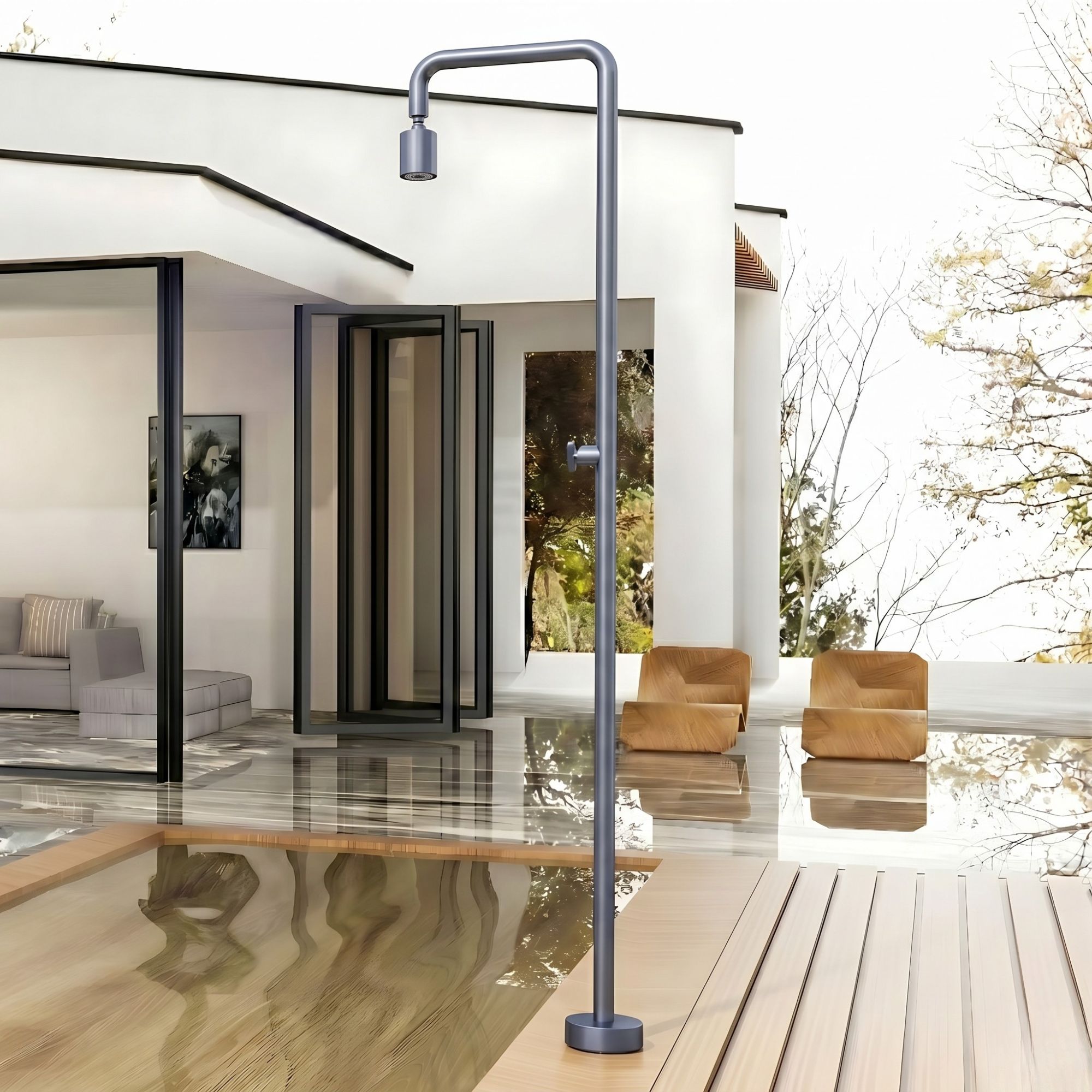 Imex - ducha piscina exterior acero s.316 gris serie pool