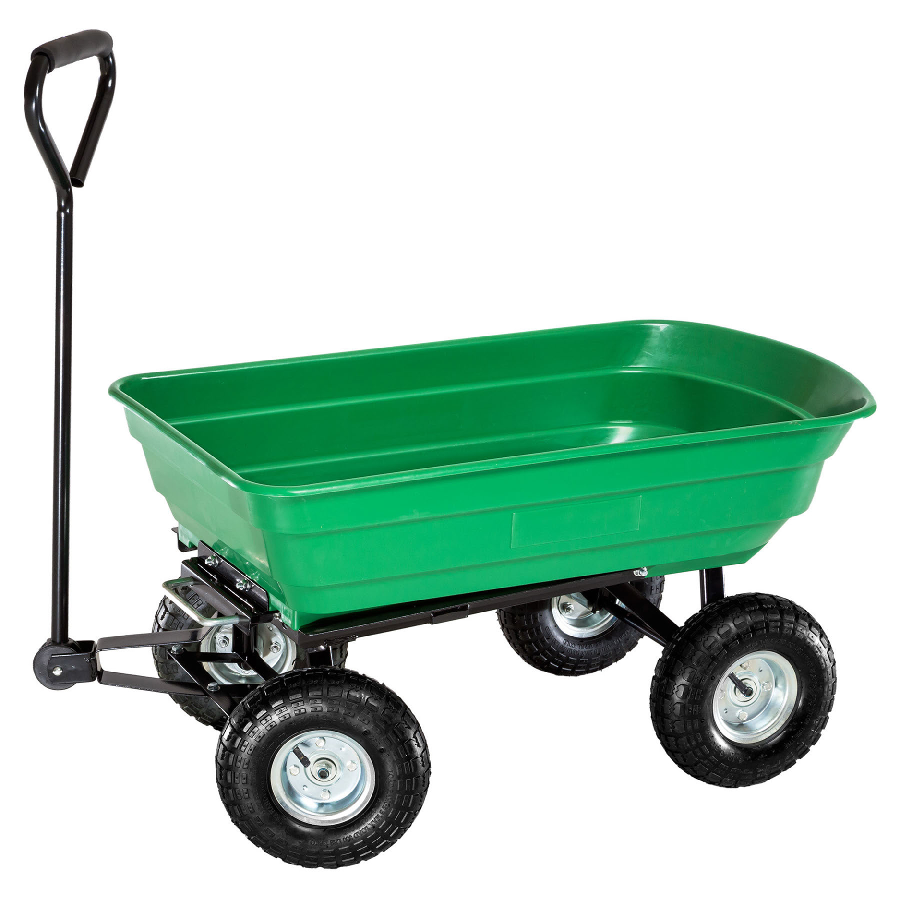 Carrito de mano con cubeta y ruedas suaves, capacidad de 300 kg, verde