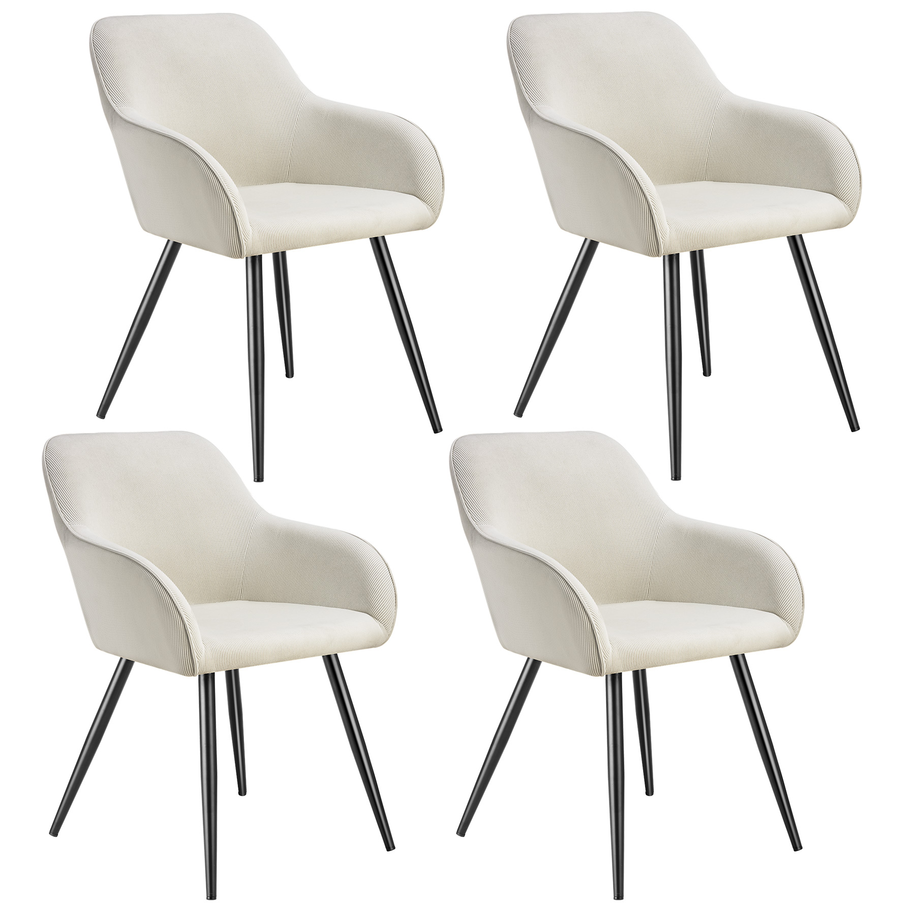 4 sillas de comedor con diseño de pana 58 x 62 x 82 cm crema/negro