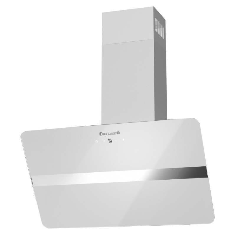 Campana decorativa corbero victoria760w 70 cm cristal blanco 3 velocidades