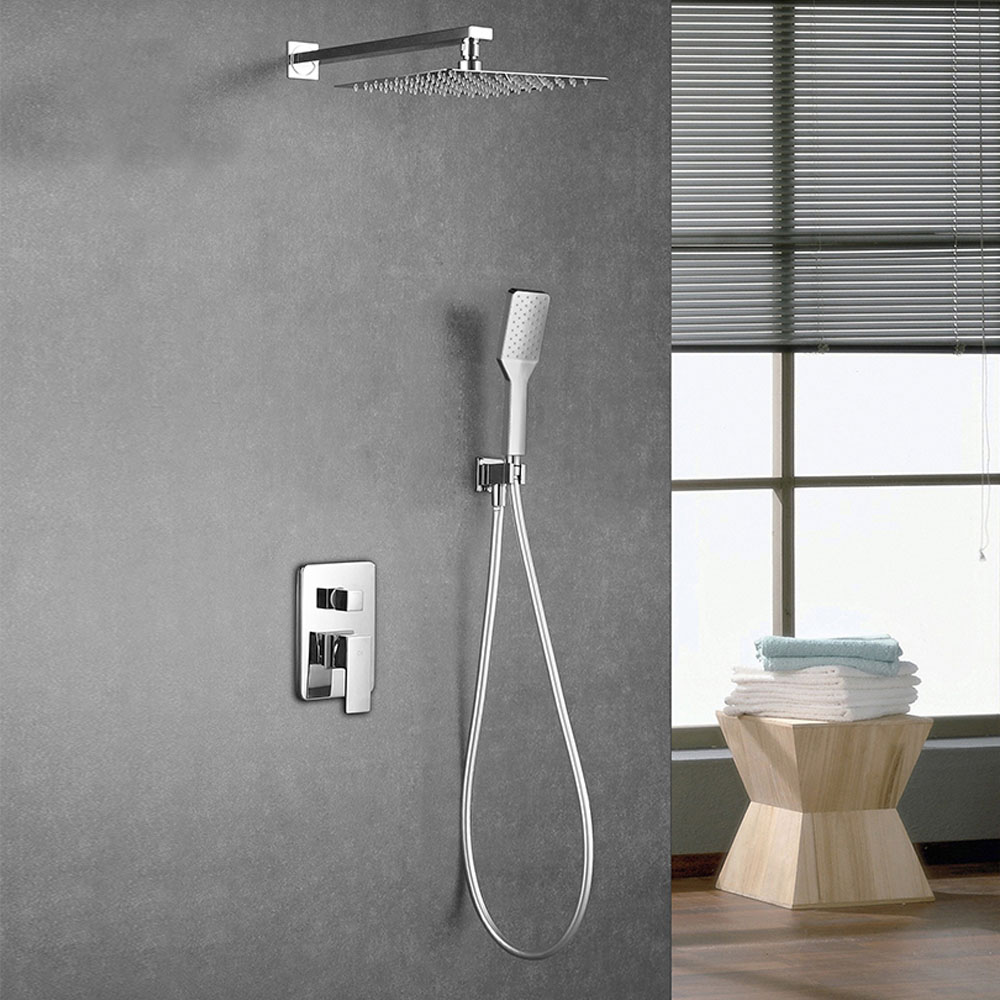 Kibath grifo empotrado de ducha equipo pared monomando che cuadrado cromo