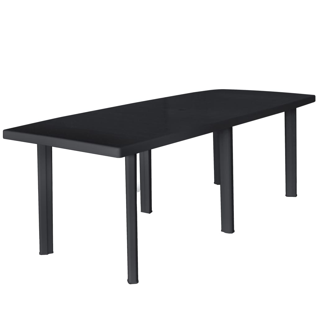 Mesa de jardín de plástico gris antracita 216x90x72 cm es9046
