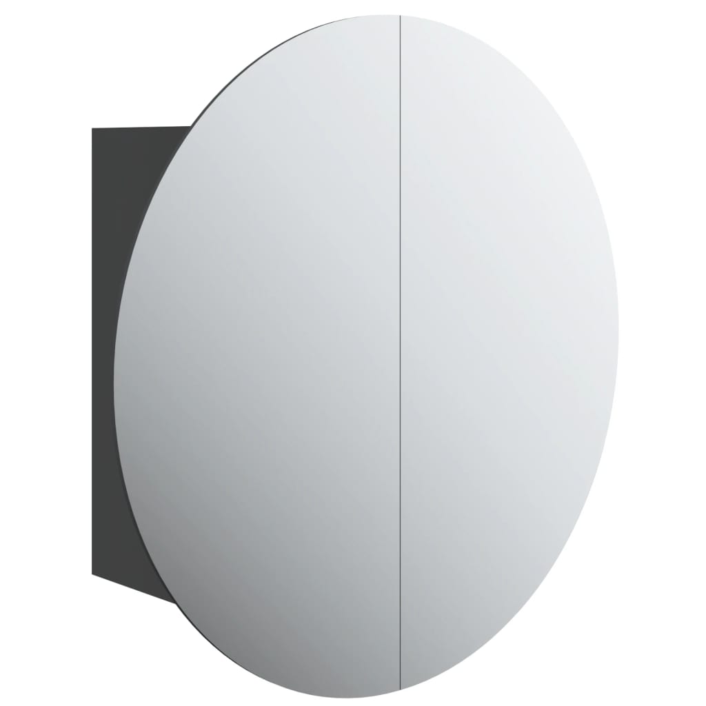 vidaXL armario de baño con espejo redondo y LED negro 40x40x17,5 cm