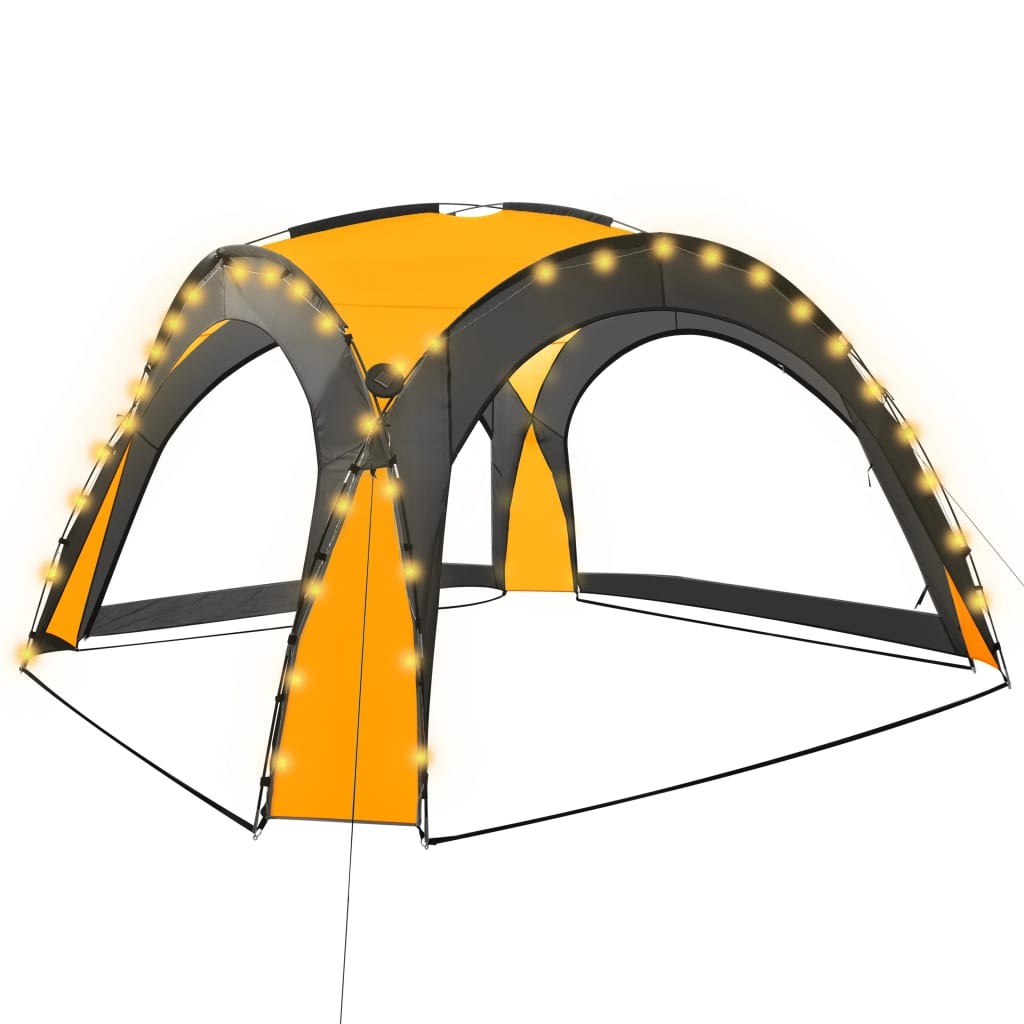 vidaXL carpa de fiesta con LED 4 paredes laterales verde 3,6x3,6x2,3 m