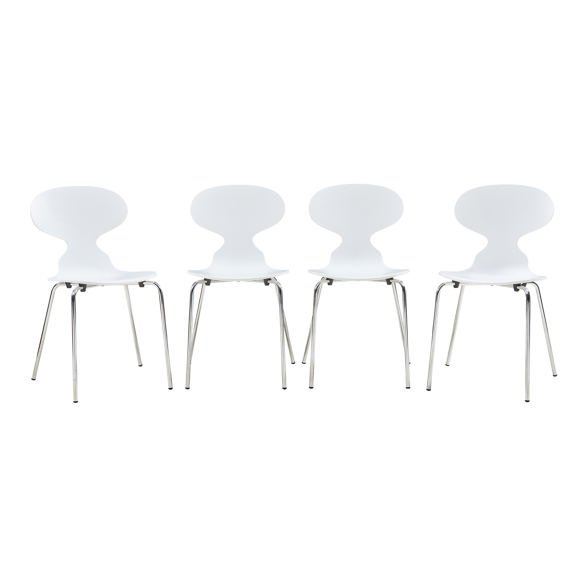 Conjunto de 4 sillas de comedor kil 80x47x48cm blanco/cromo [en.casa]