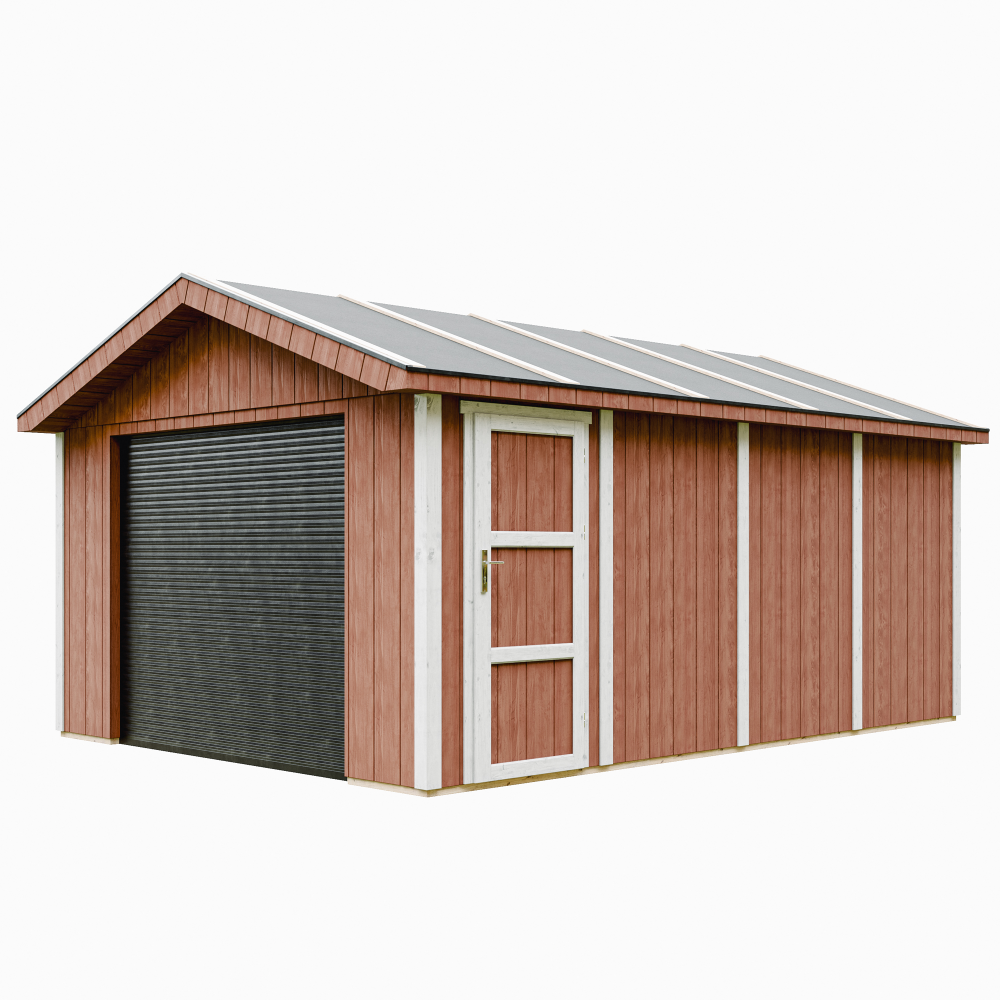 Garaje Timbela m991b-redwood red, 17 m², premium, 378×530 cm