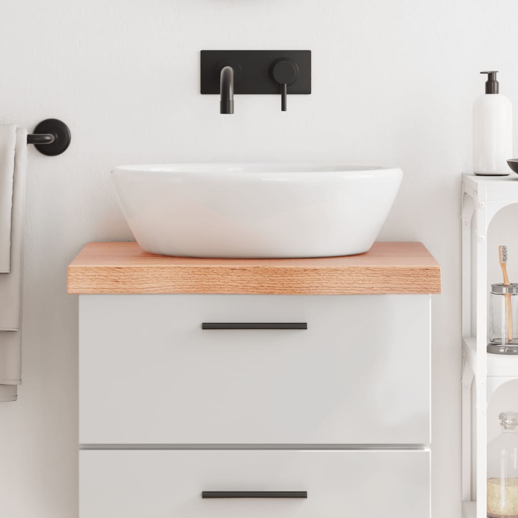 Encimera baño madera maciza tratada marrón claro 60x50x(2-6) cm eerf6844