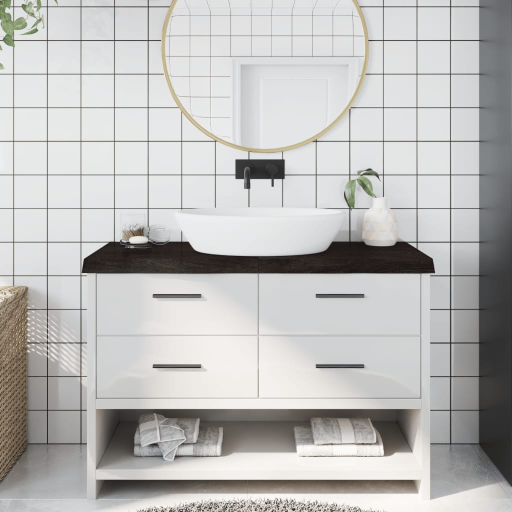 Encimera de baño madera tratada marrón oscuro 120x50x(2-6) cm eerf8880