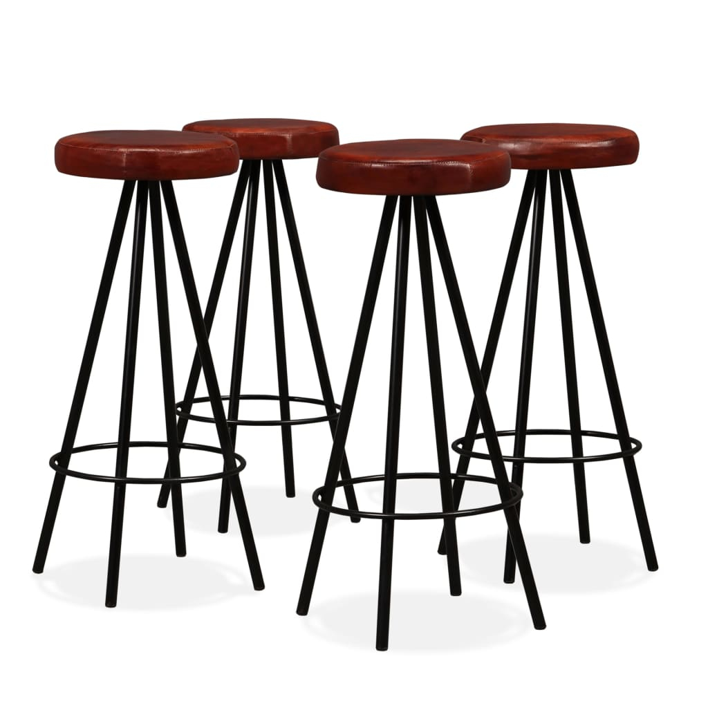 vidaXL taburetes de barra de cocina 4 unidades cuero auténtico