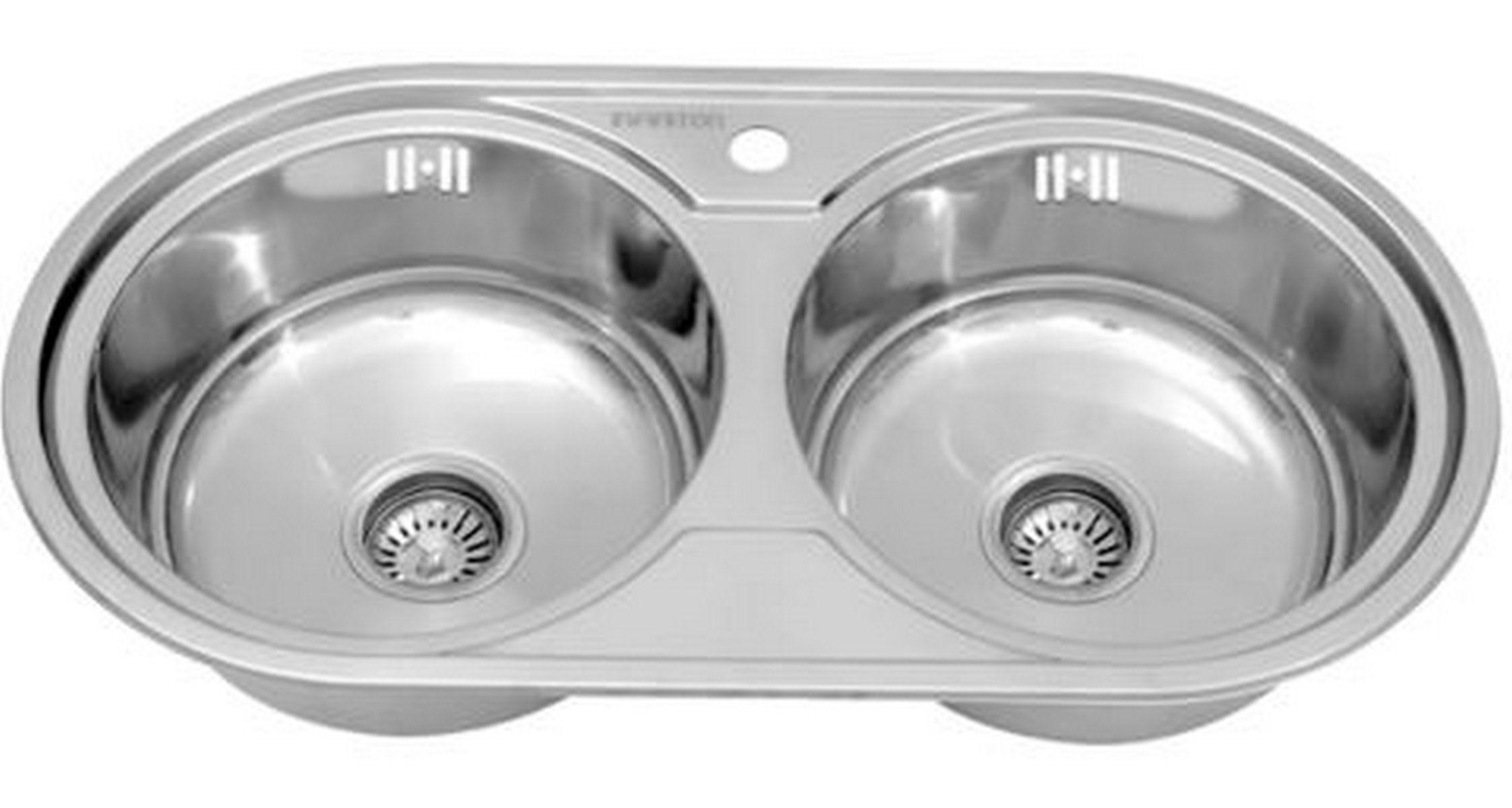 Fregadero infiniton reale85rc2, ancho 85 cm, dos cubeta redonda, inox
