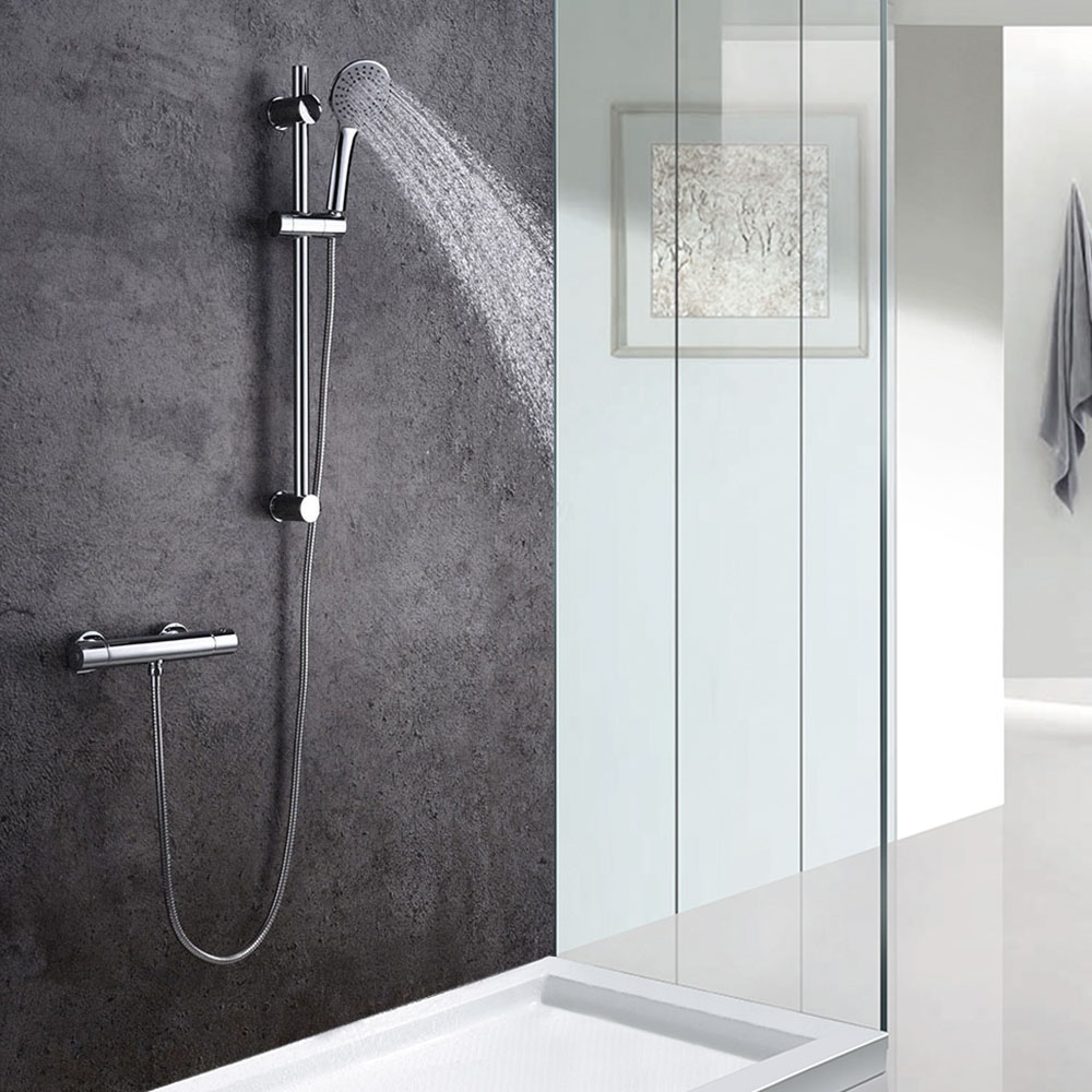 Kibath grifo de ducha con manetas termostático par cromo brillo