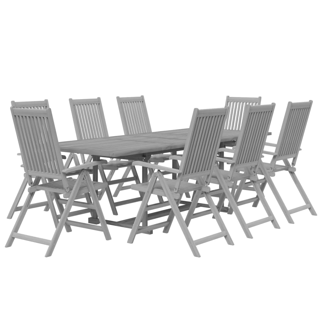 vidaXL juego de comedor de jardín 9 piezas madera maciza de acacia