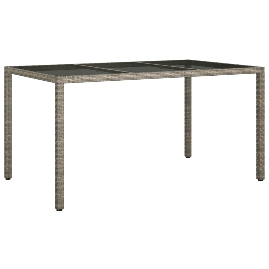 vidaXL mesa jardín vidrio templado ratán sintético 150x90x75 cm gris
