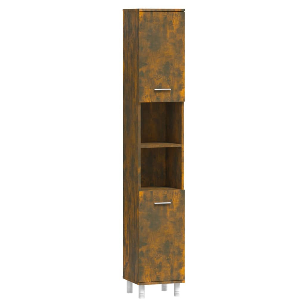 vidaXL armario de baño madera contrachapada roble ahumado 30x30x179 cm