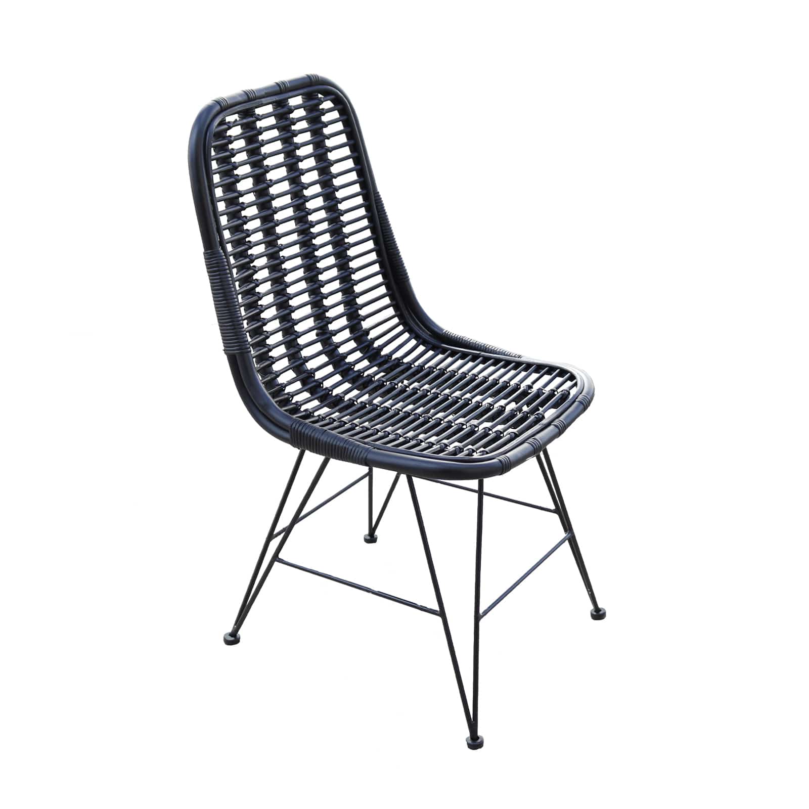 Silla de ratán natural comedor chillvert parma 46x60x92 cm negra