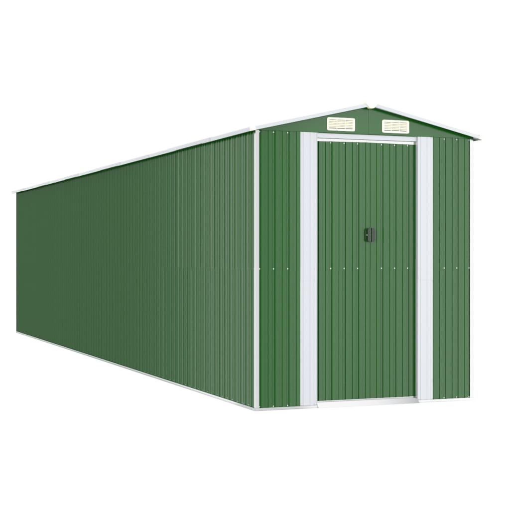 vidaXL cobertizo de jardín acero galvanizado verde 192x938x223 cm