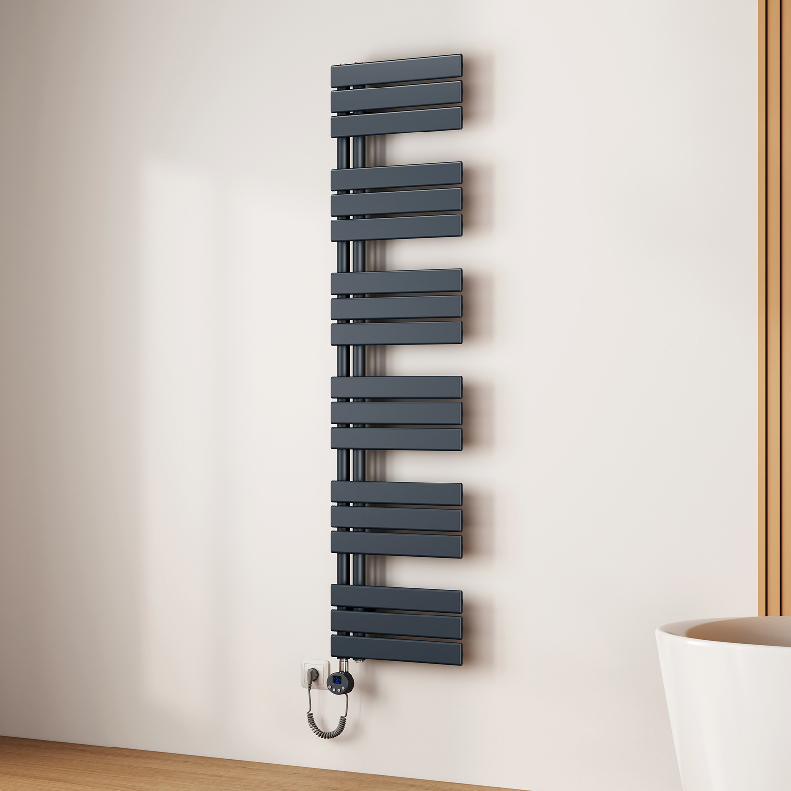 Emke toallero eléctrico 1599x400 mm gris antracita 800w Wi-Fi ipx4