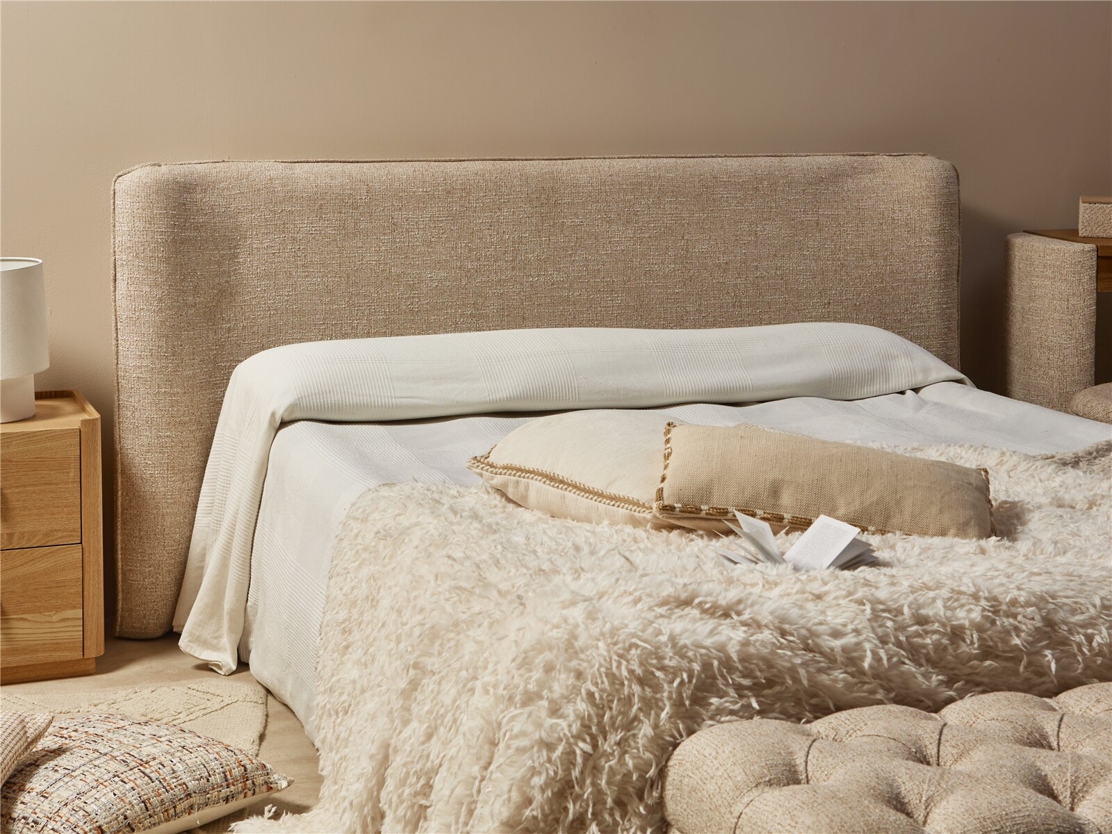 Cabezal borde redondeado t.class beige 199x98 cms. 199x20x98 cms