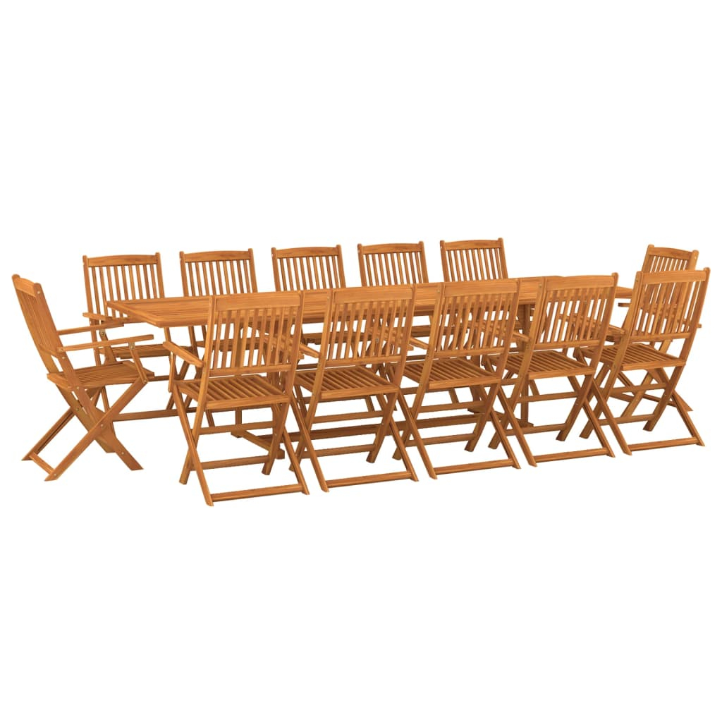 vidaXL set comedor de jardín 13piezas madera maciza acacia 280x90x75cm