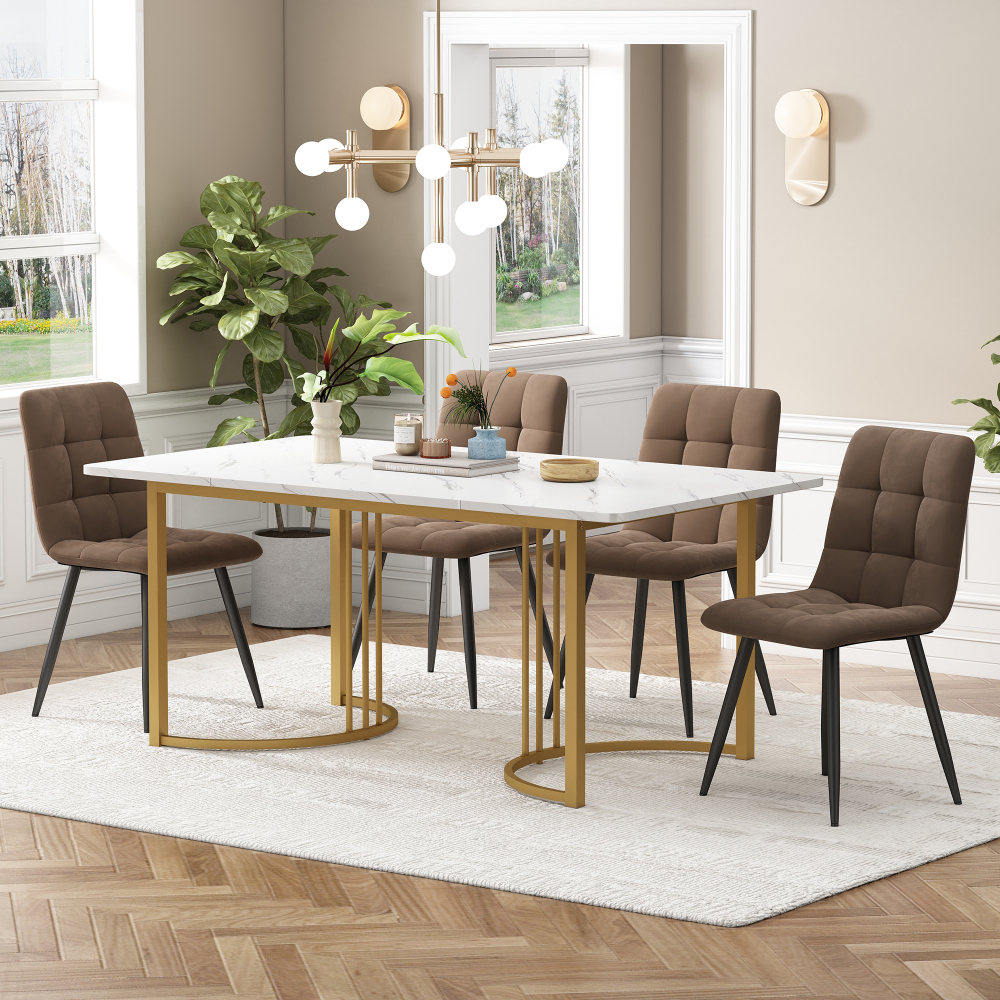 Conjunto de mesa y sillas mdf blanco set 5 piezas mesa 140x80cm cocina
